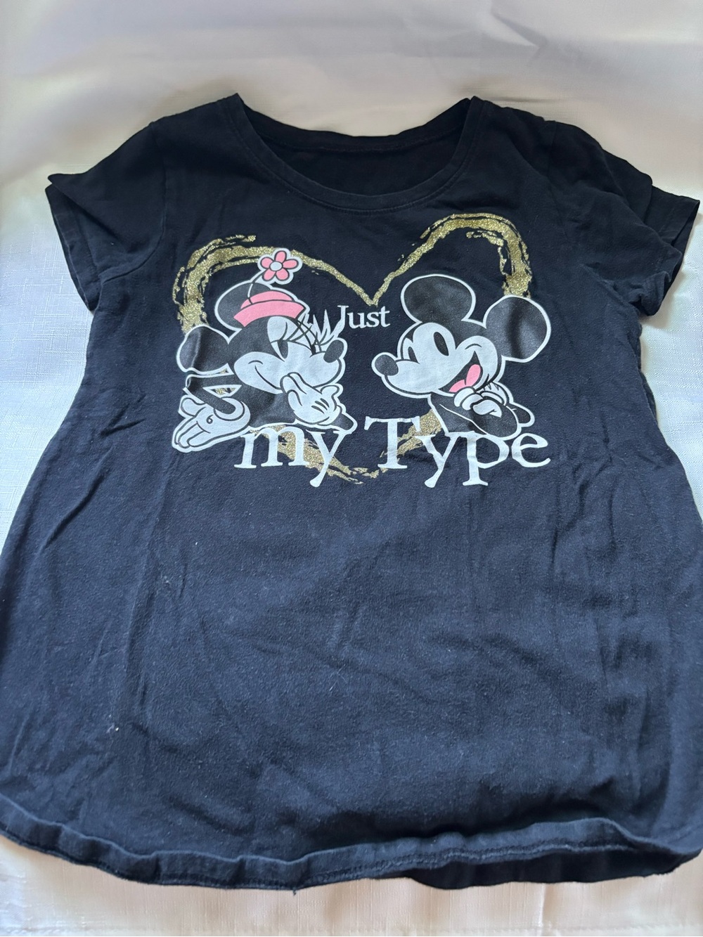 Disney Black Tee with Minnie & Mickey 'Just My Type'